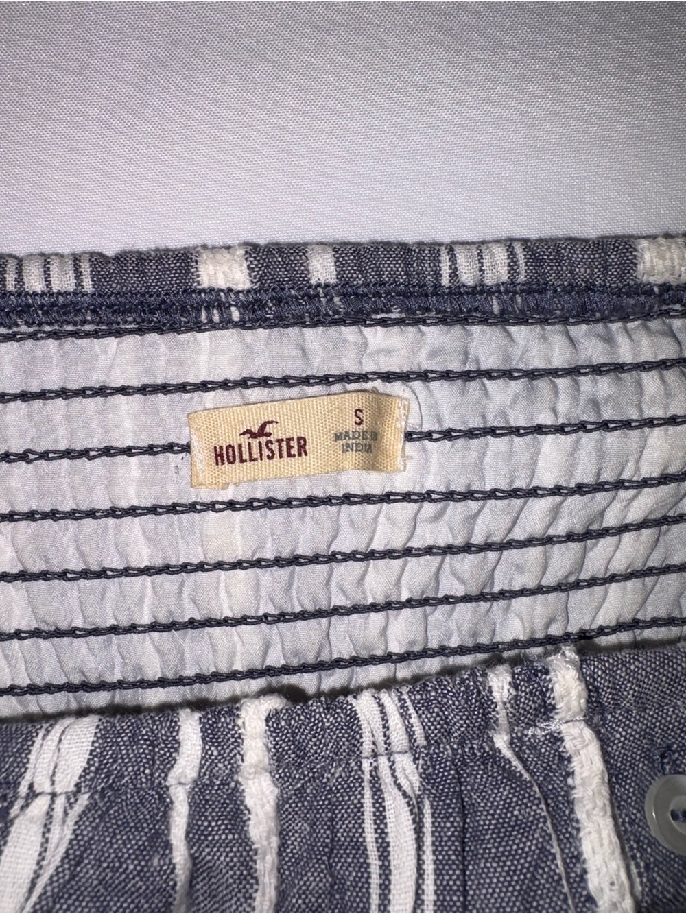 Hollister Blue Stripe Off Shoulder Button Front Dress Size Small - Picture 4 of 6